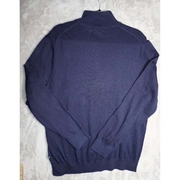 Nautica Classic Navy Quarter-Zip Pullover Sweatshirt with Signature Logo L - Picture 4 of 14